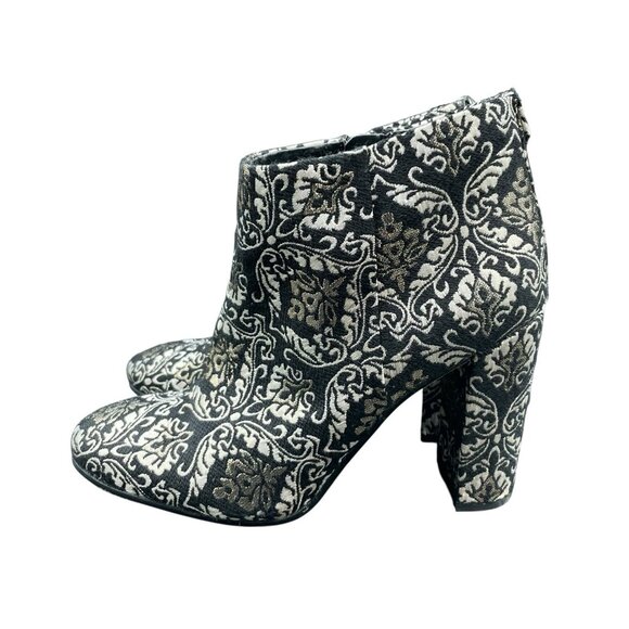 Sam Edelman Campbell Boots Women's 8 Black Gold Damask Jacquard Ankle Zip Boho - Picture 3 of 9